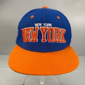 New York New York Blue Orange Snapback Hat OSFM Flat Bill Cap
